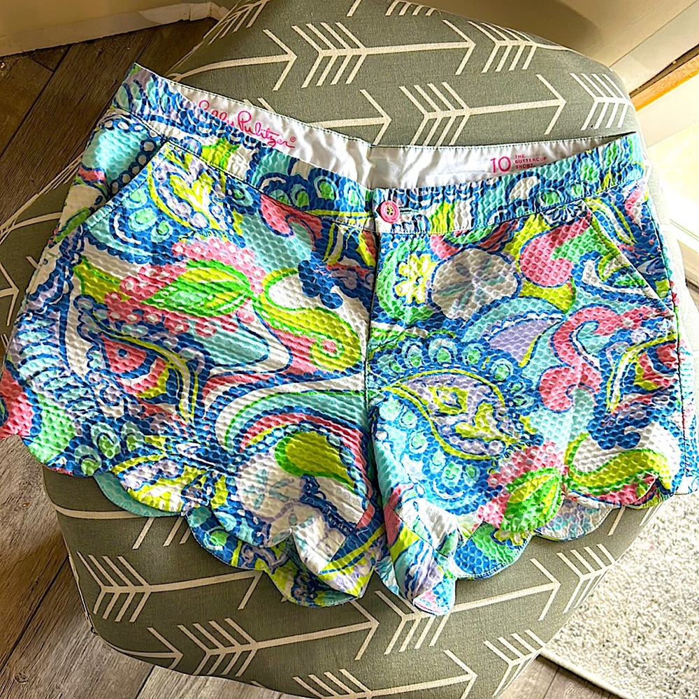 Lilly Pulitzer Blue and Green High Waist Shorts
